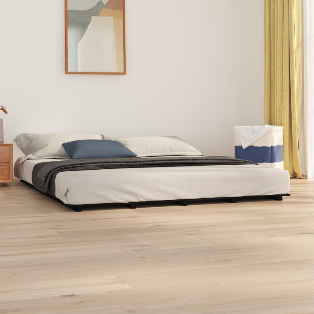 vidaXL Posteľný rám čierny 200x200 cm masívna borovica