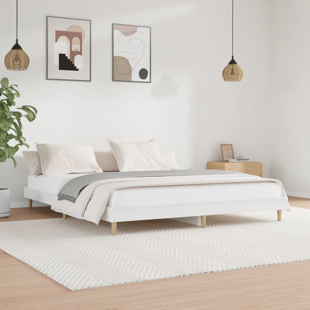 vidaXL Posteľný rám lesklý biely 200x200 cm kompozitné drevo