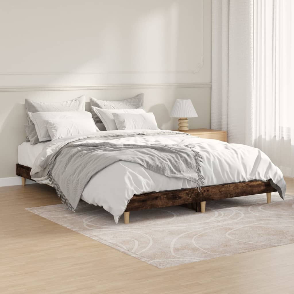 vidaXL Posteľný rám dymový dub 135x190 cm kompozitné drevo