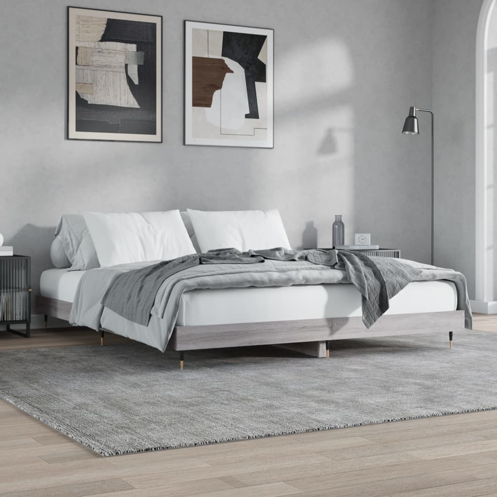 vidaXL Posteľný rám sivý dub sonoma 140x200 cm kompozitné drevo