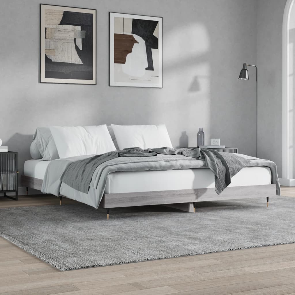 vidaXL Posteľný rám sivý dub sonoma 120x200 cm kompozitné drevo