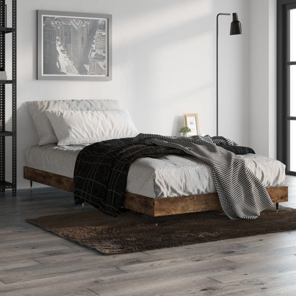 vidaXL Posteľný rám dymový dub 100x200 cm borovicový masív