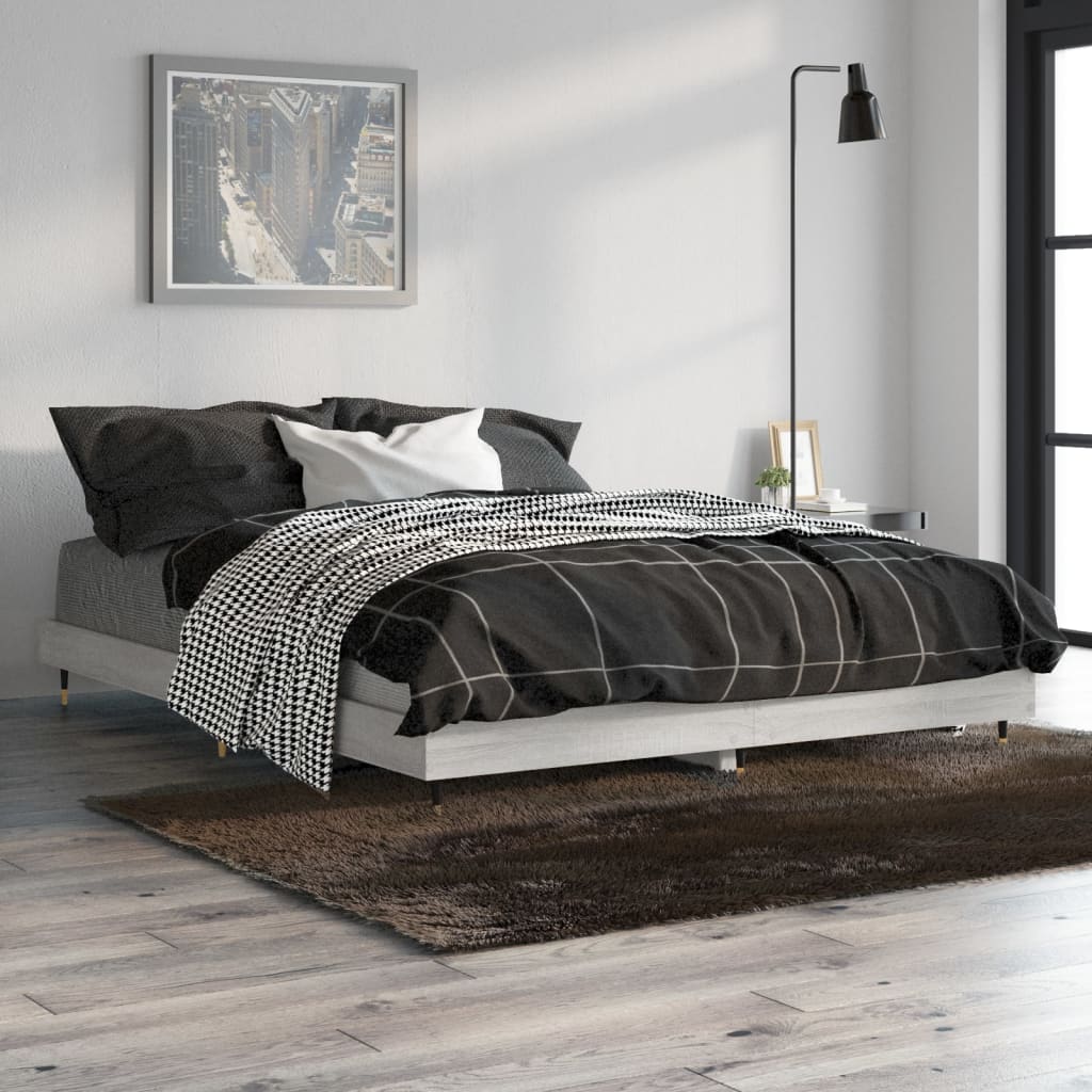 vidaXL Posteľný rám sivý dub sonoma 135x190 cm kompozitné drevo