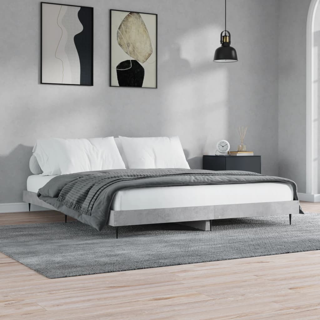 vidaXL Posteľný rám betónový sivý 200x200 cm kompozitné drevo