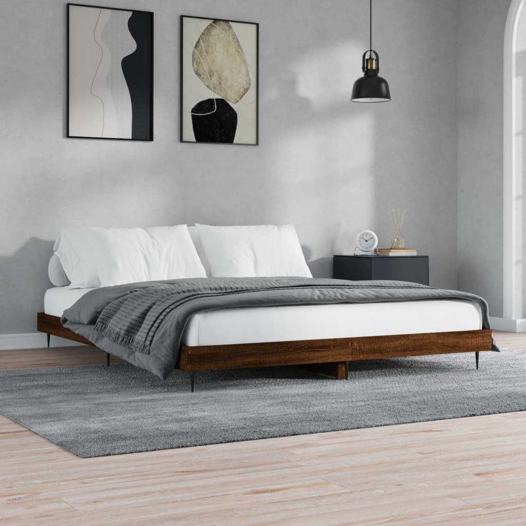 vidaXL Posteľný rám hnedý dub 200x200 cm kompozitné drevo