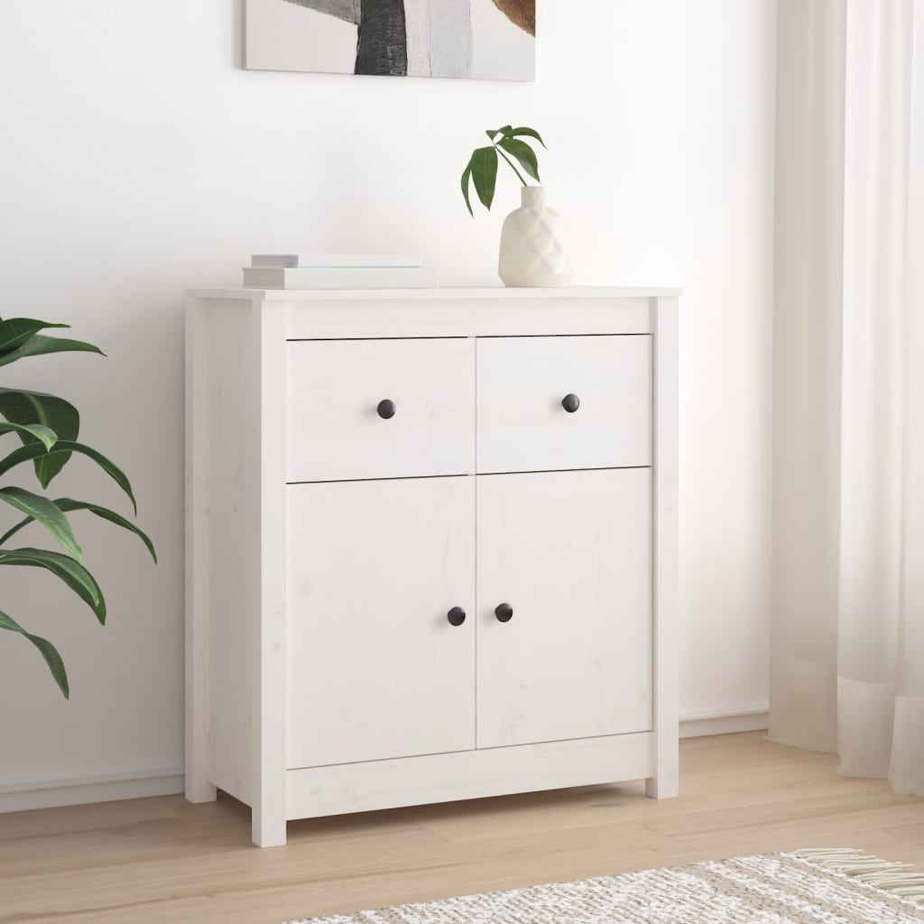 vidaXL Komoda biela 70x35x80 cm borovicový masív