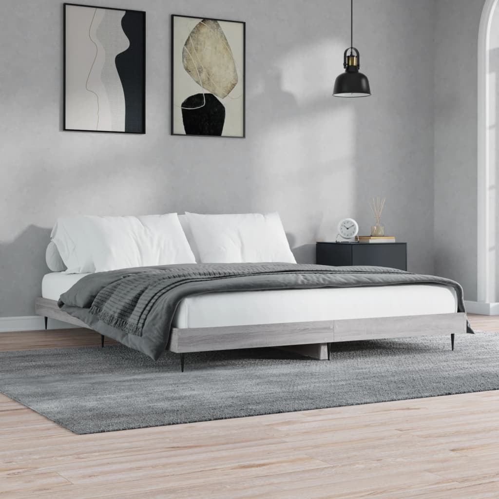 vidaXL Posteľný rám sivý dub sonoma 140x200 cm kompozitné drevo