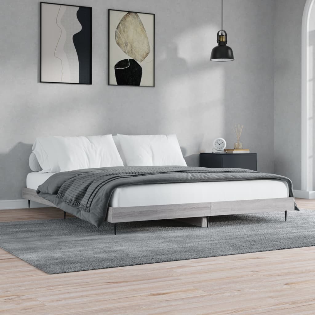 vidaXL Posteľný rám sivý dub sonoma 120x200 cm kompozitné drevo