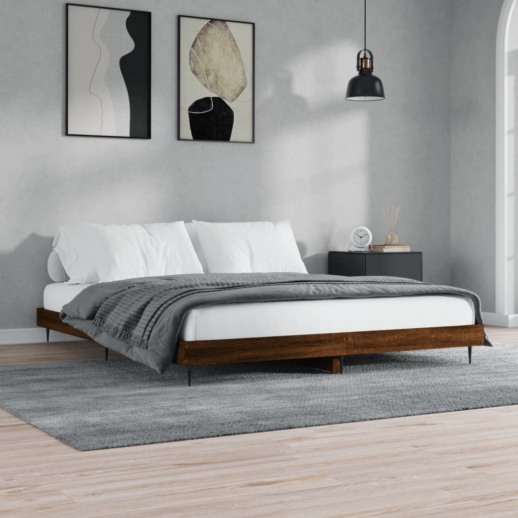 vidaXL Posteľný rám hnedý dub 120x200 cm kompozitné drevo