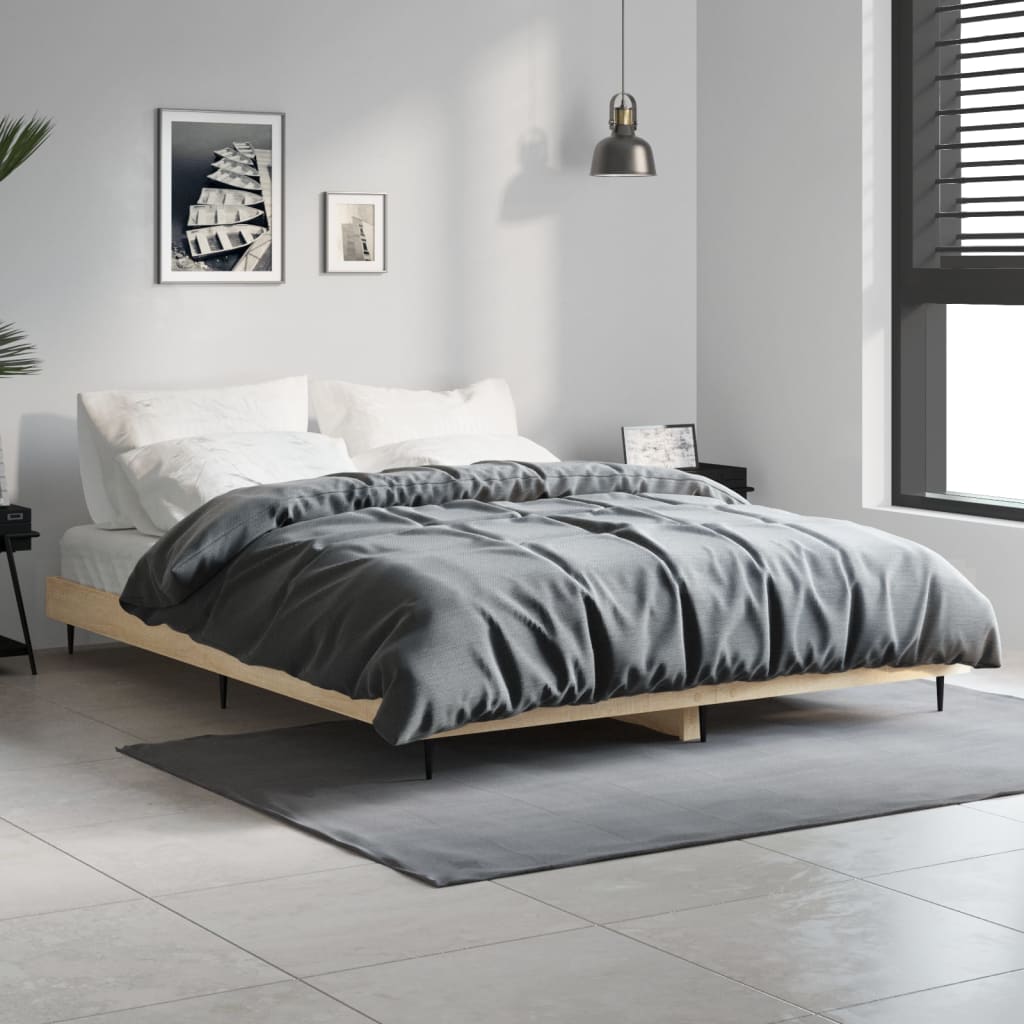 vidaXL Posteľný rám dub sonoma 135x190 cm kompozitné drevo