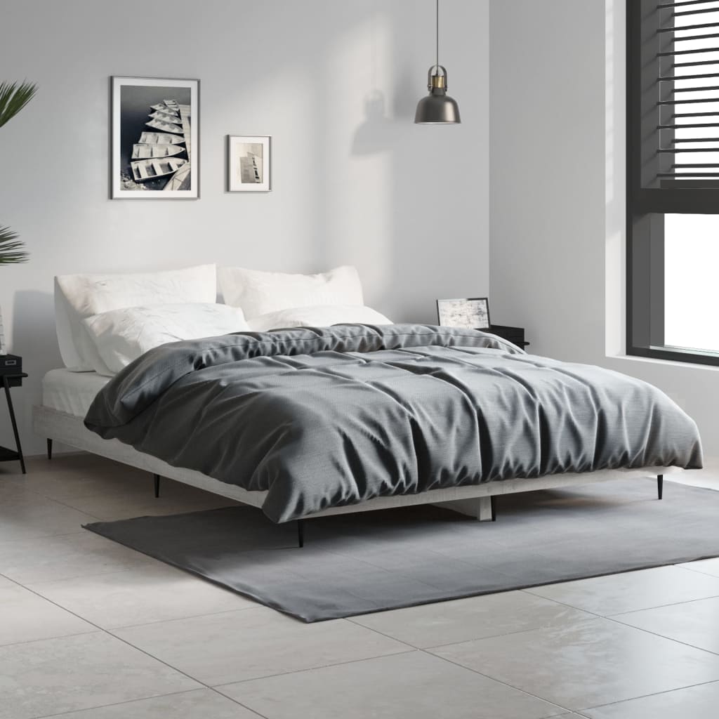 vidaXL Posteľný rám sivý dub sonoma 135x190 cm kompozitné drevo