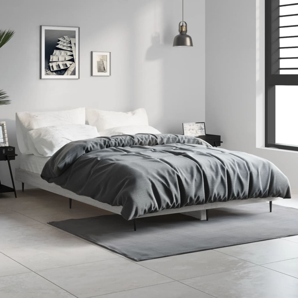 vidaXL Posteľný rám sivý dub sonoma 120x190 cm borovicový masív