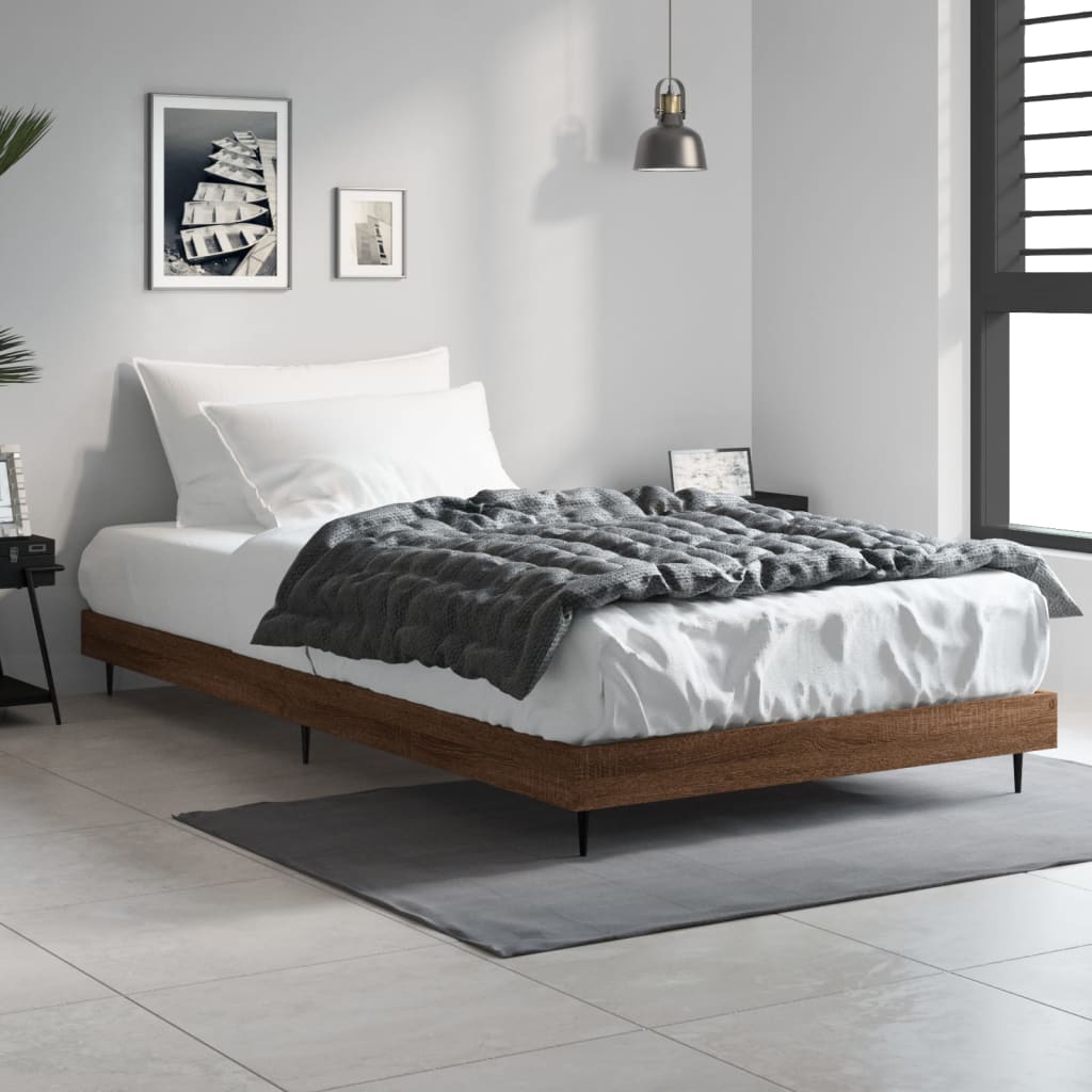 vidaXL Posteľný rám hnedý dub 90x190 cm kompozitné drevo