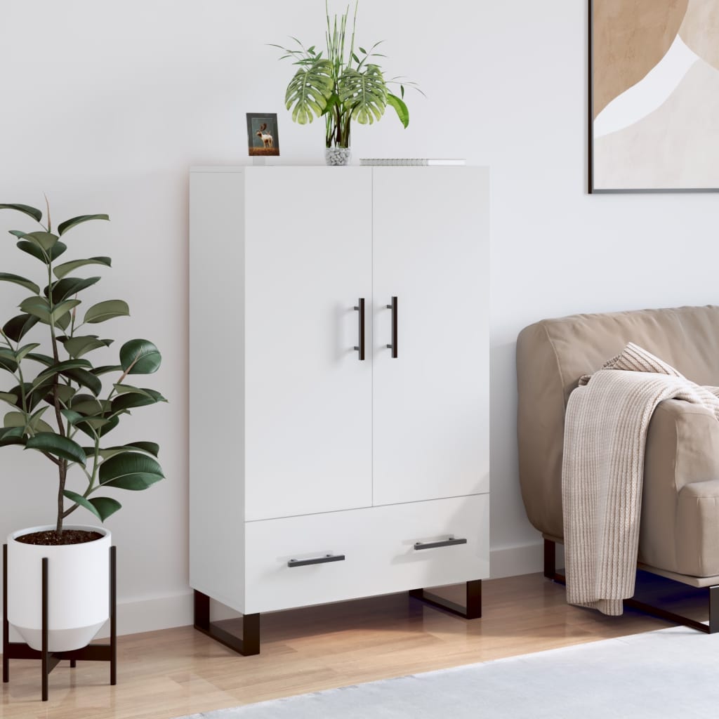 vidaXL Vysoká skrinka lesklá biela 69,5x31x115 cm kompozitné drevo