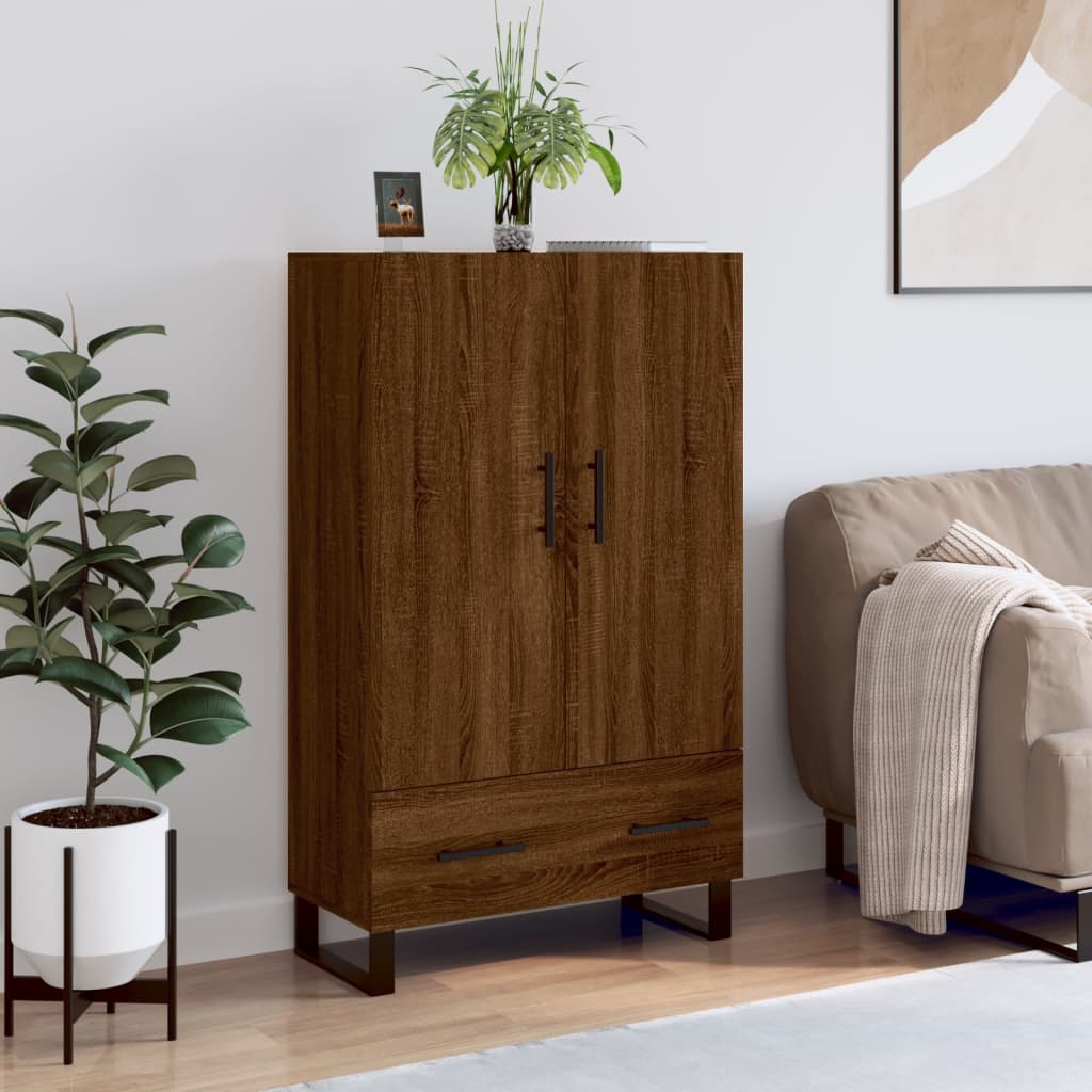 vidaXL Vysoká skrinka hnedá dub 69,5x31x115 cm kompozitné drevo