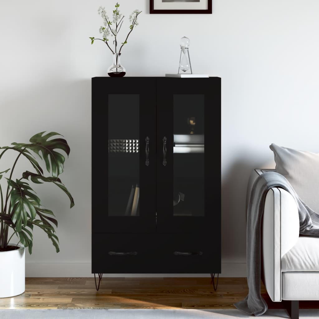 vidaXL Vysoká skrinka čierna 69,5x31x115 cm kompozitné drevo