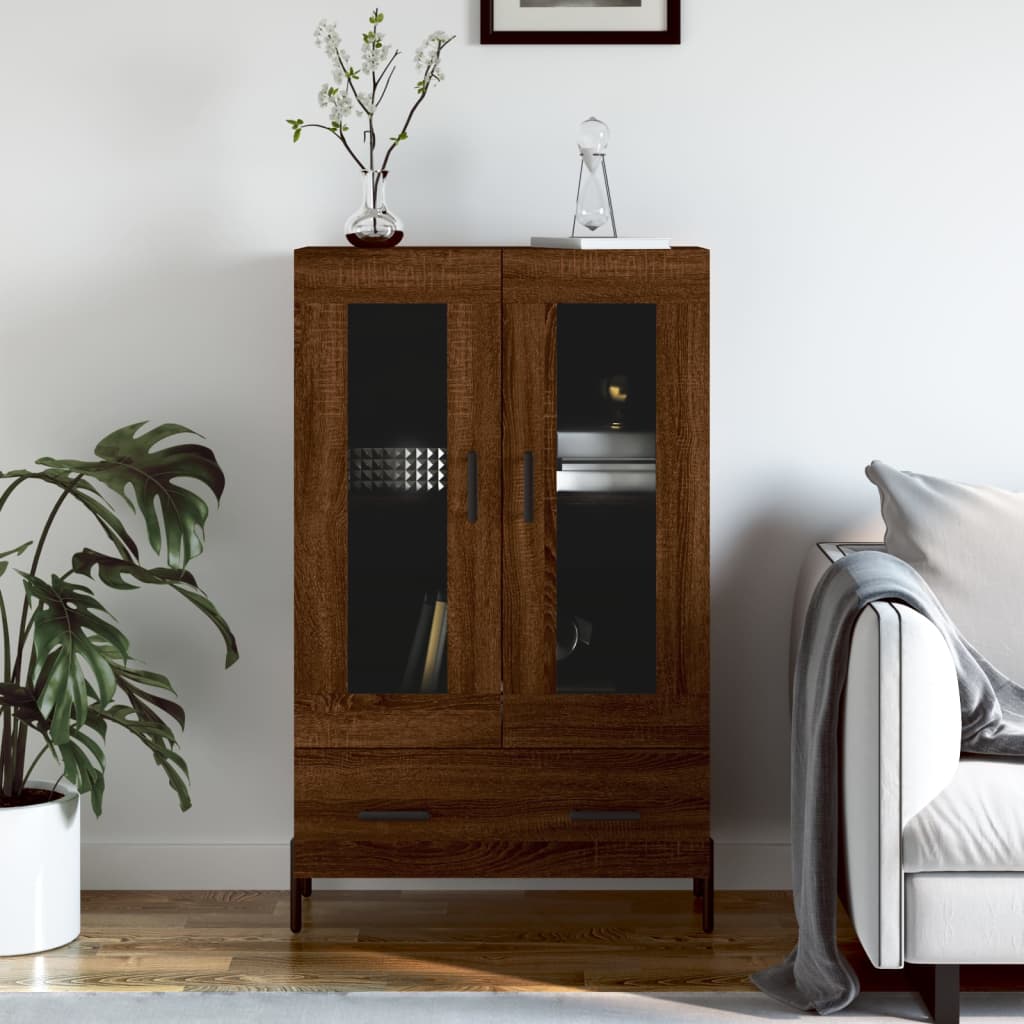 vidaXL Vysoká skrinka hnedá dub 69,5x31x115 cm kompozitné drevo