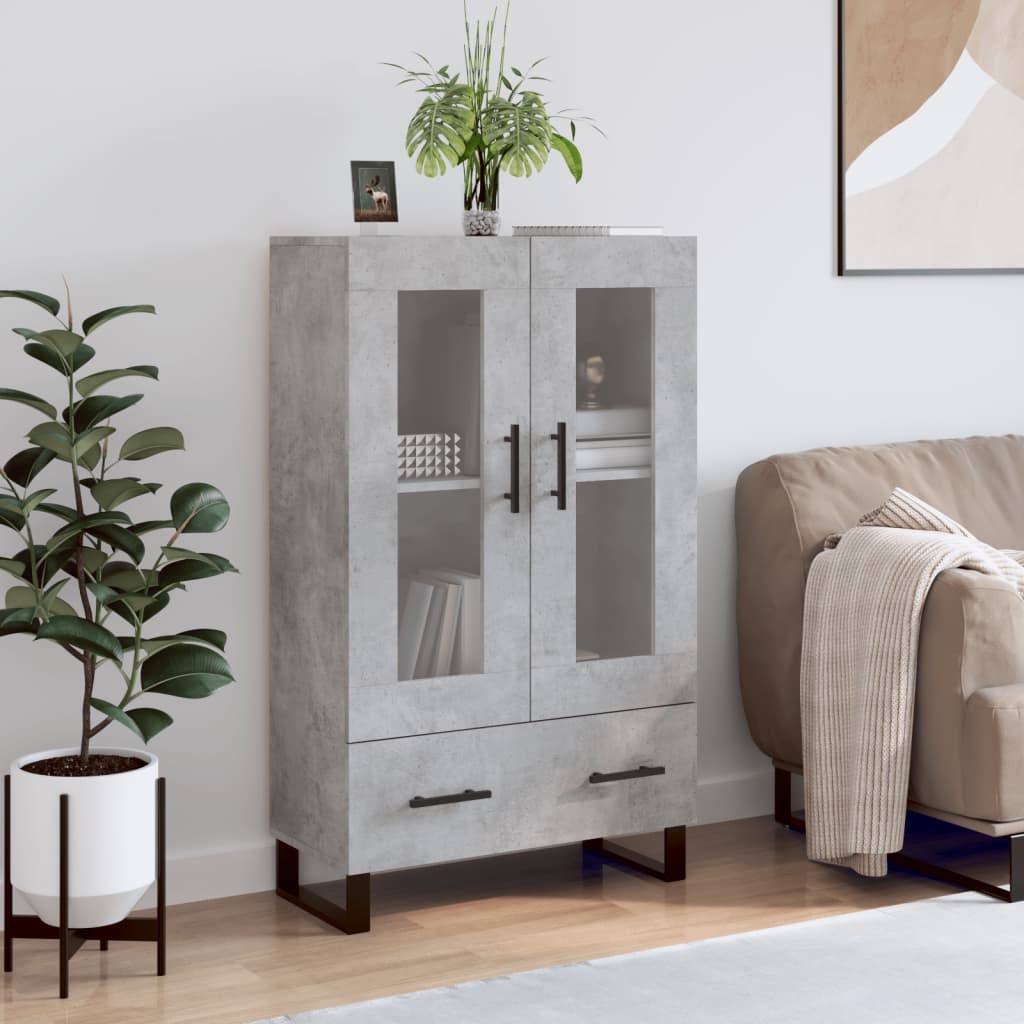 vidaXL Vysoká skrinka betónová sivá 69,5x31x115 cm kompozitné drevo