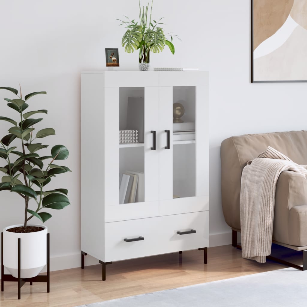 vidaXL Vysoká skrinka lesklá biela 69,5x31x115 cm kompozitné drevo