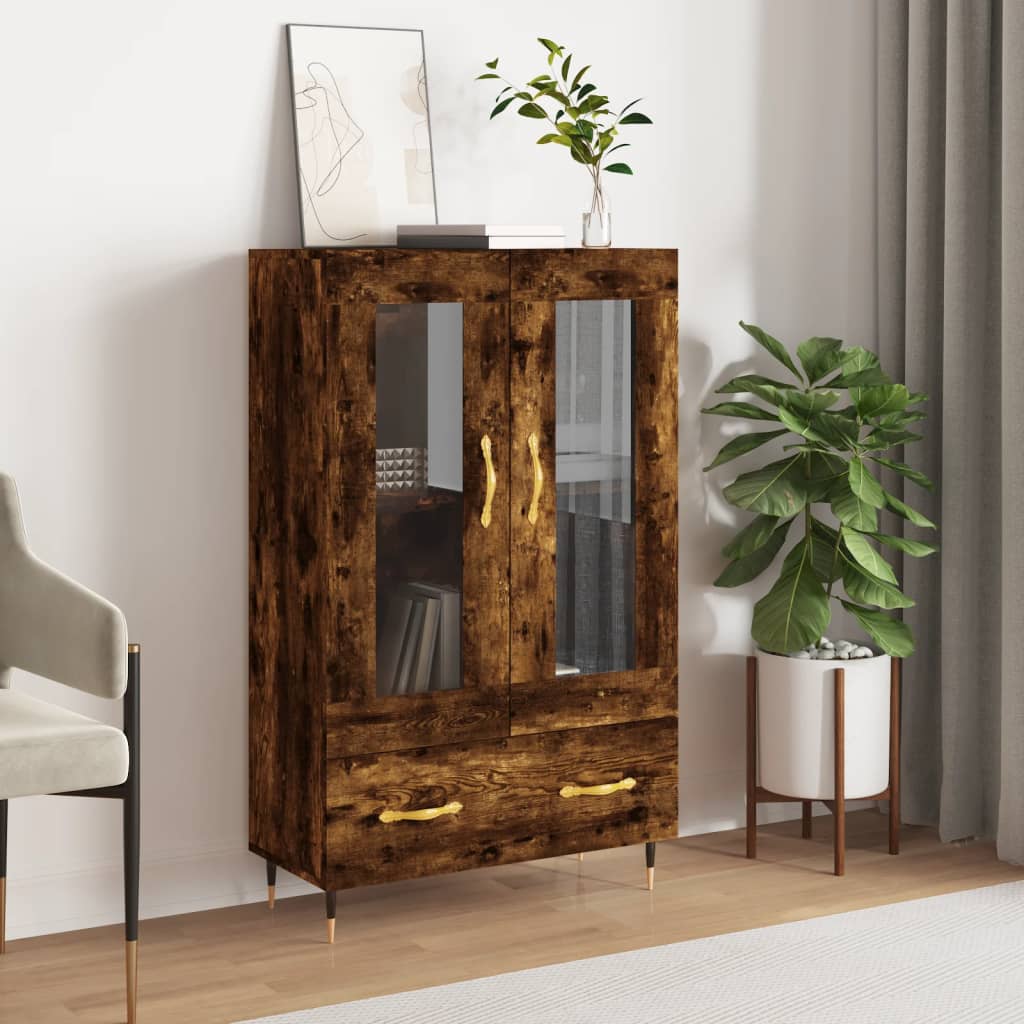 vidaXL Vysoká skrinka dymový dub 69,5x31x115 cm kompozitné drevo