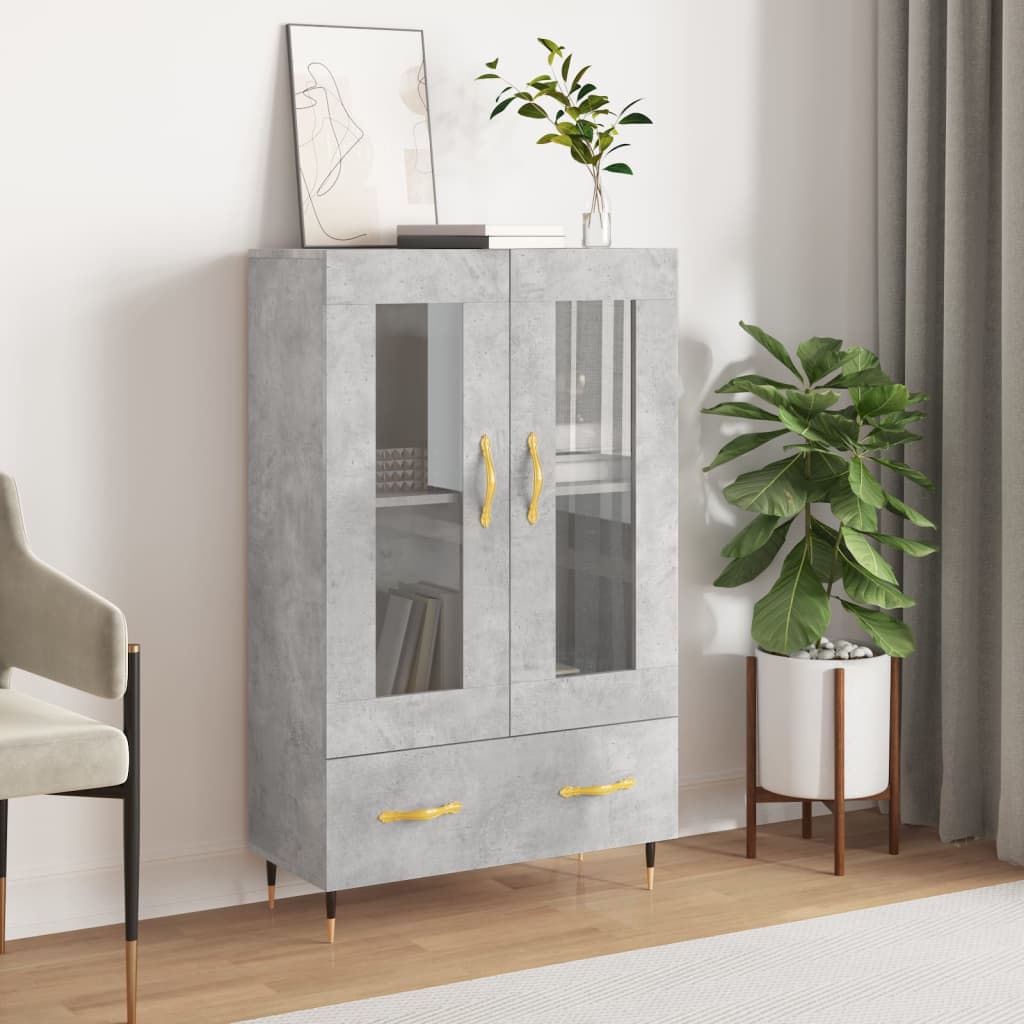 vidaXL Vysoká skrinka betónová sivá 69,5x31x115 cm kompozitné drevo