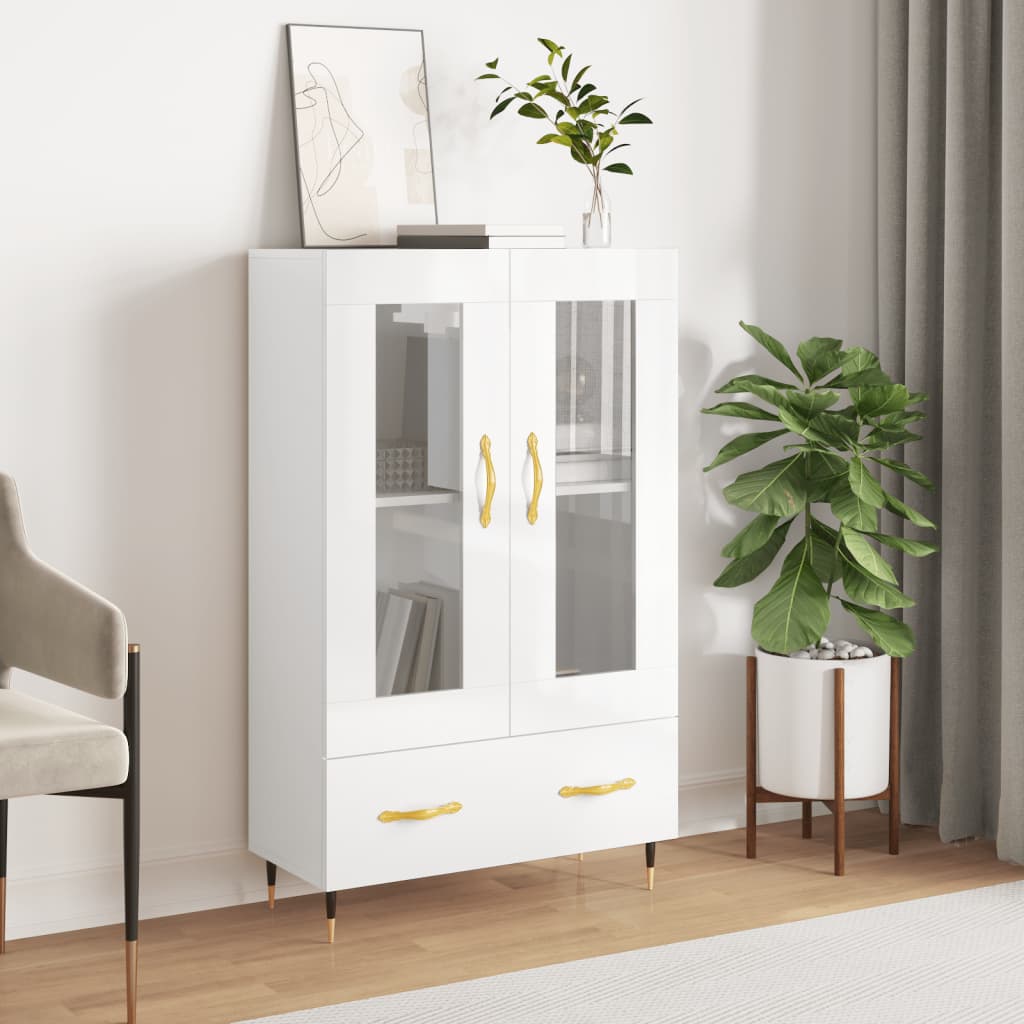 vidaXL Vysoká skrinka lesklá biela 69,5x31x115 cm kompozitné drevo