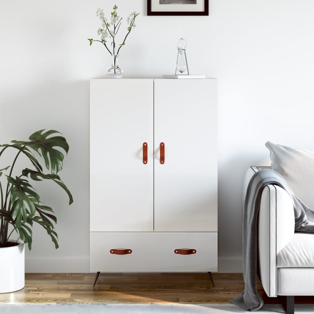vidaXL Vysoká skrinka lesklá biela 69,5x31x115 cm kompozitné drevo