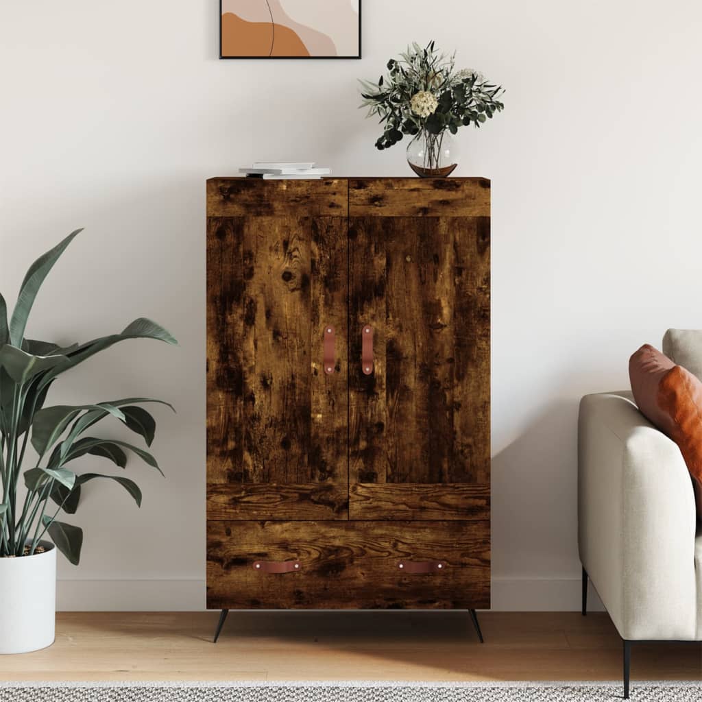 vidaXL Vysoká skrinka dymový dub 69,5x31x115 cm kompozitné drevo