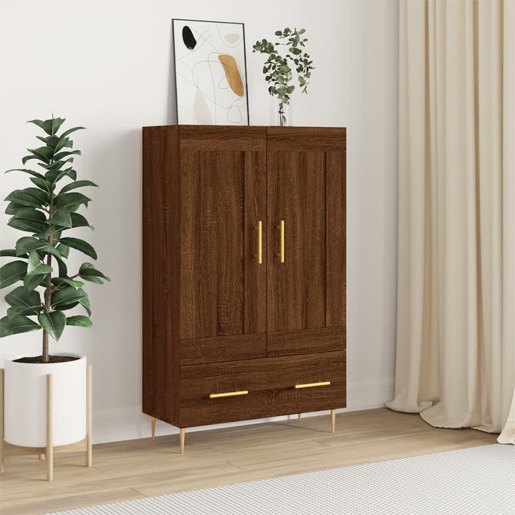 vidaXL Vysoká skrinka hnedá dub 69,5x31x115 cm kompozitné drevo