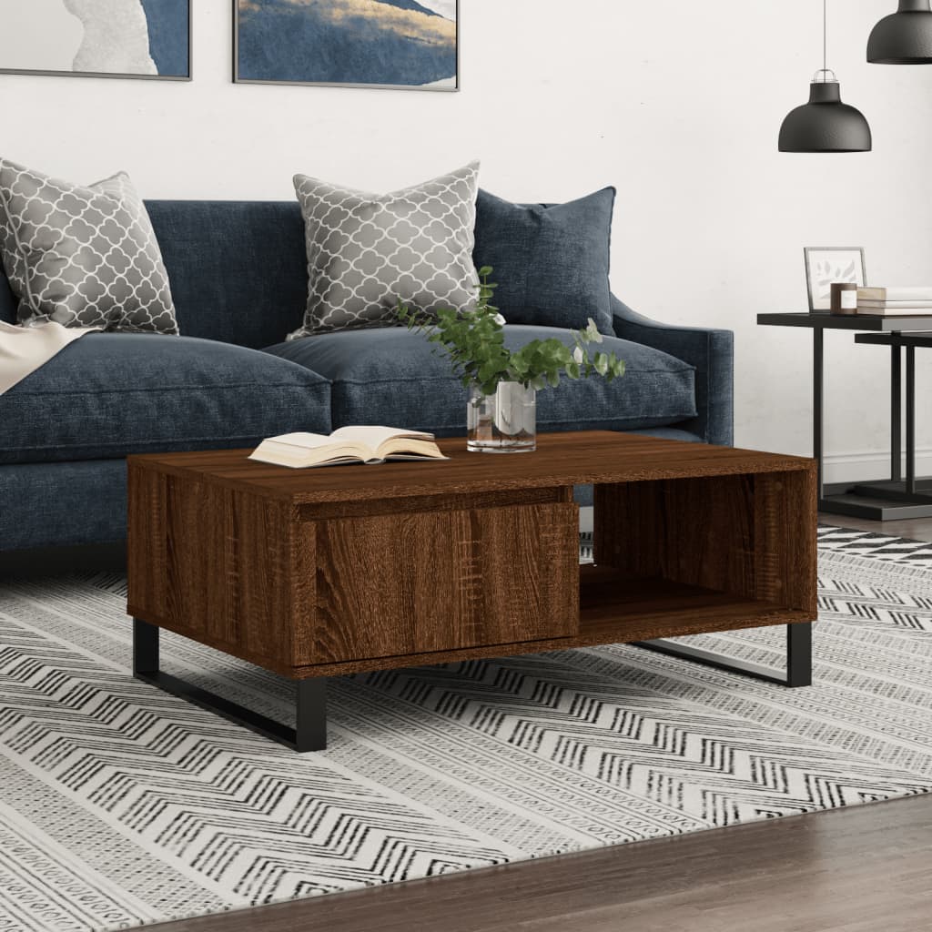 vidaXL Konferenčný stolík hnedý dub 90x60x35 cm kompozitné drevo