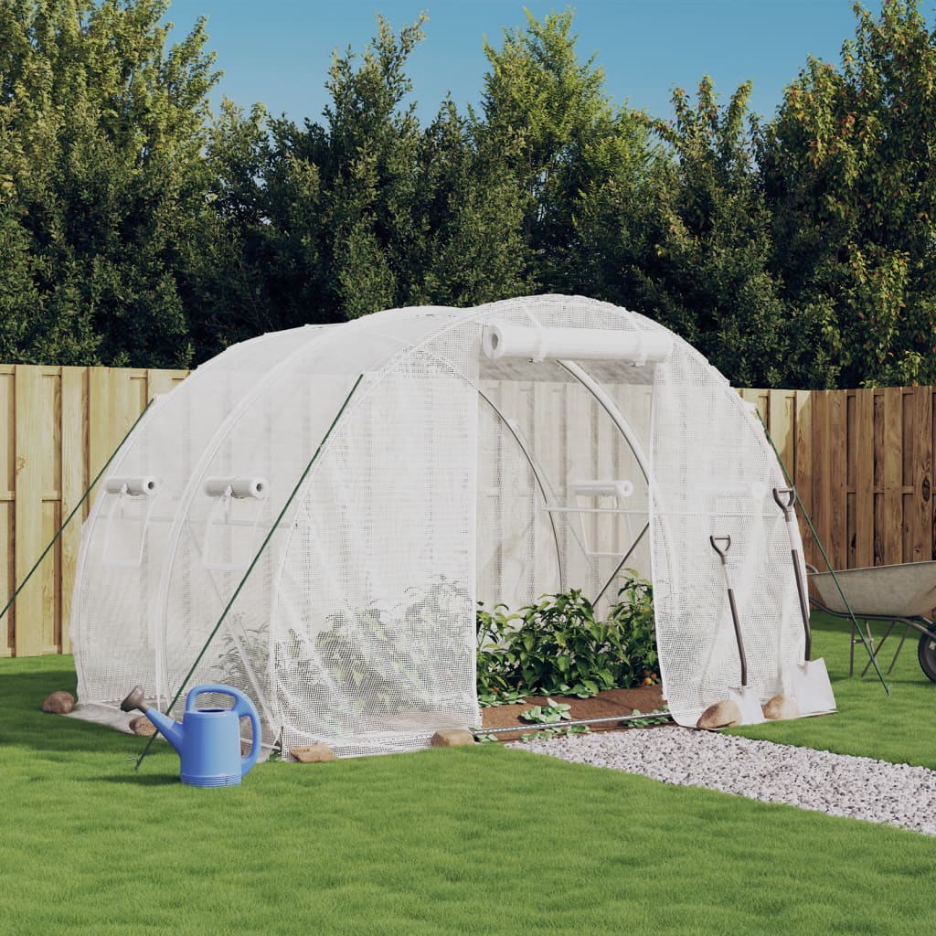 vidaXL Fóliovník s oceľovým rámom biely 6 m² 3x2x2 m