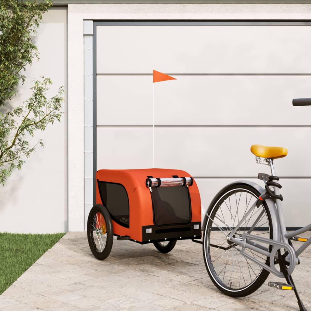 vidaXL Príves na bicykel pre psa oranžovo čierny látka oxford a železo