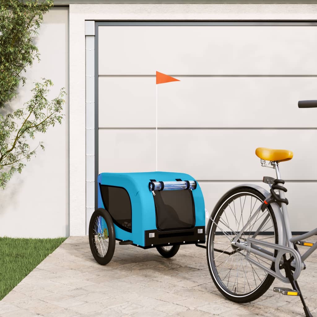 vidaXL Príves na bicykel pre psa modro čierny látka oxford a železo