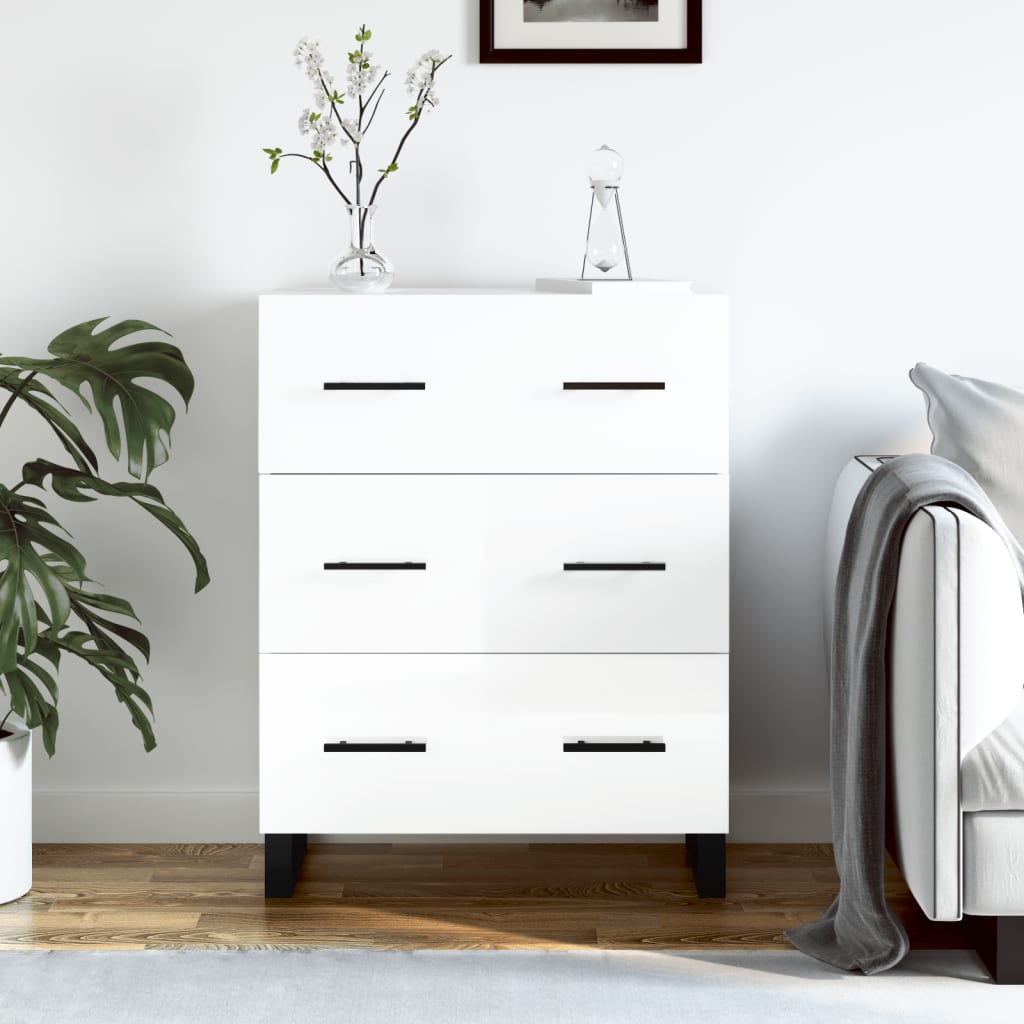 vidaXL Komoda lesklá biela 69,5x34x90 cm spracované drevo