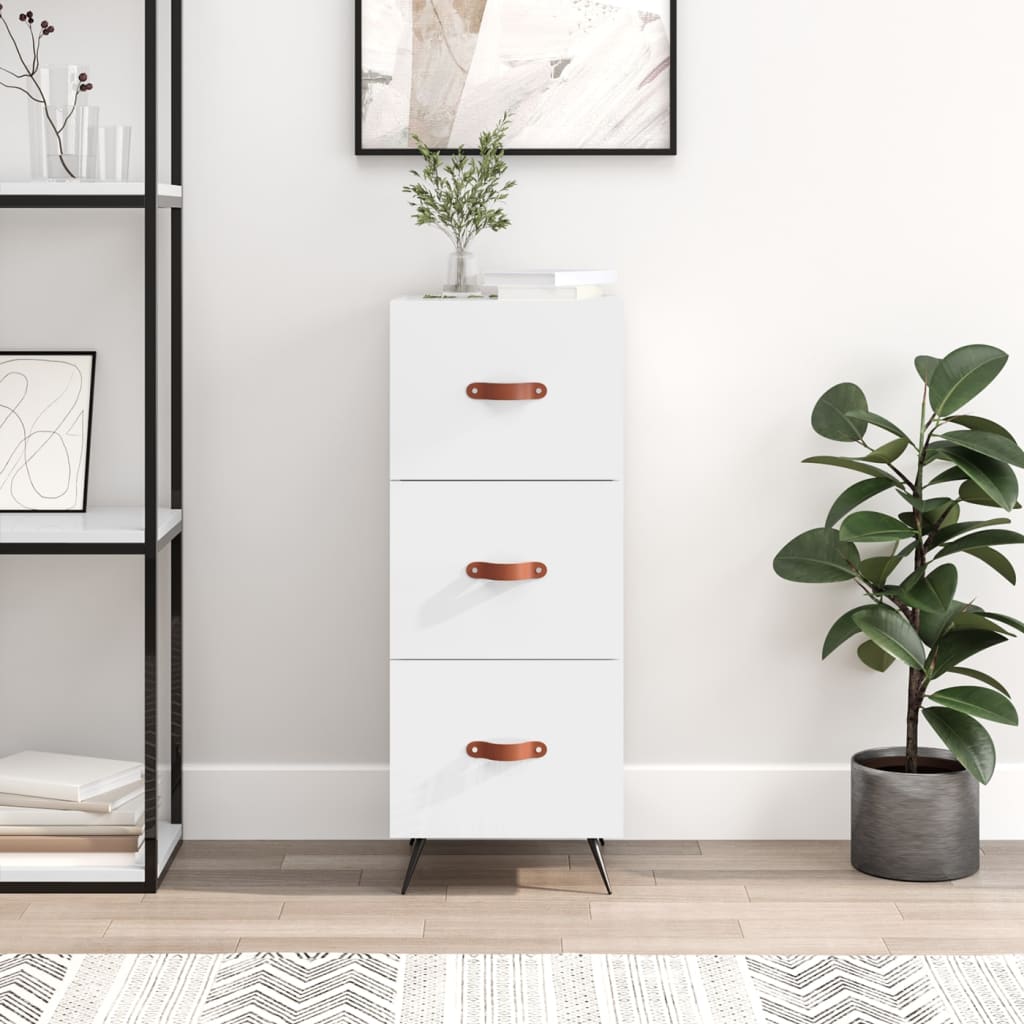 vidaXL Komoda lesklá biela 34,5x34x90 cm spracované drevo