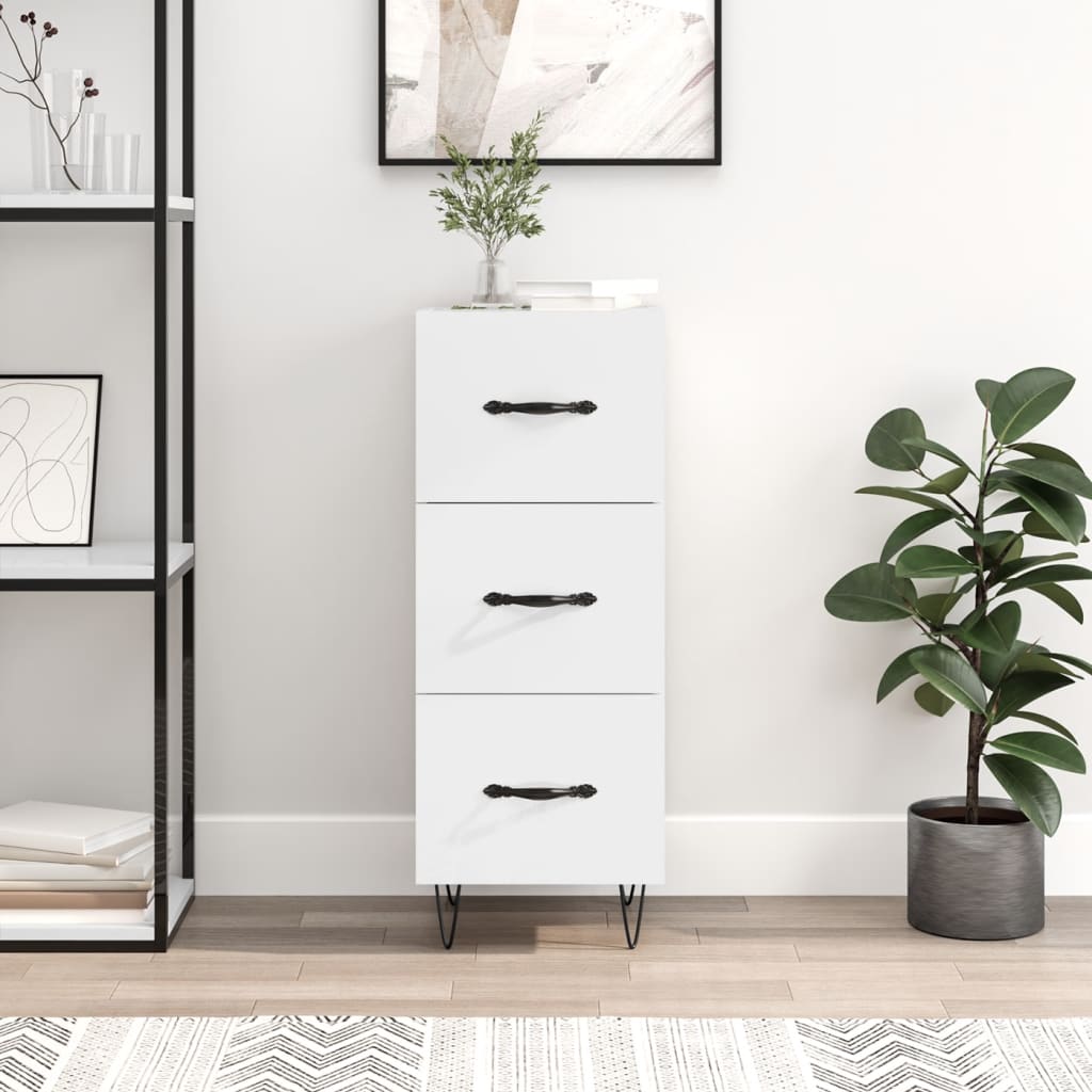 vidaXL Komoda lesklá biela 34,5x34x90 cm spracované drevo