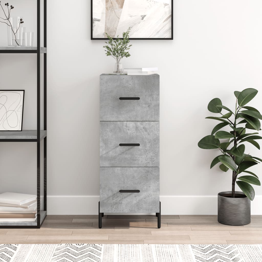 vidaXL Komoda betónovo sivá 34,5x34x90 cm spracované drevo