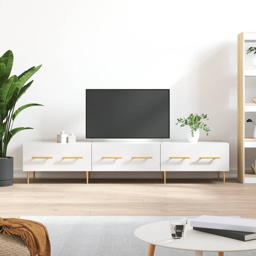 vidaXL TV skrinka, lesklá biela 150x36x30 cm, kompozitné drevo