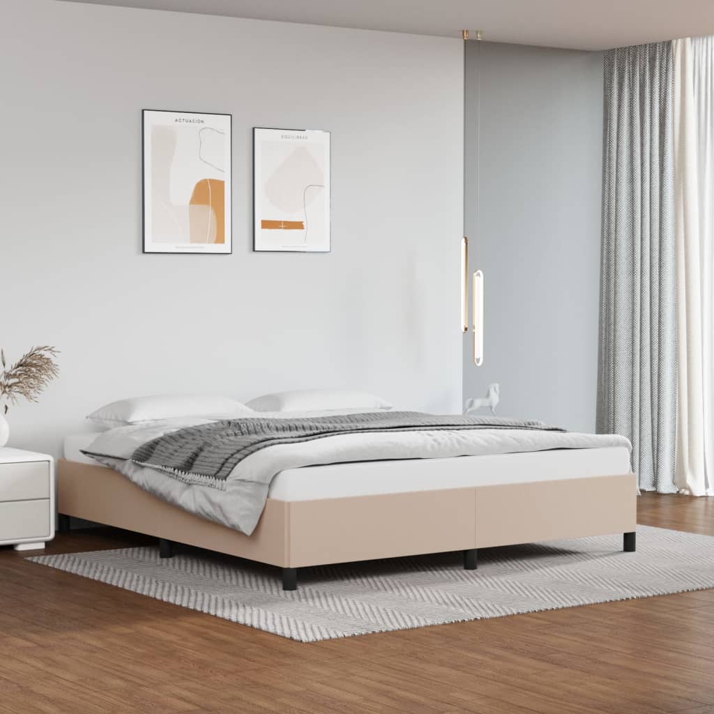 vidaXL Posteľný rám kapučínový 160x200 cm umelá koža