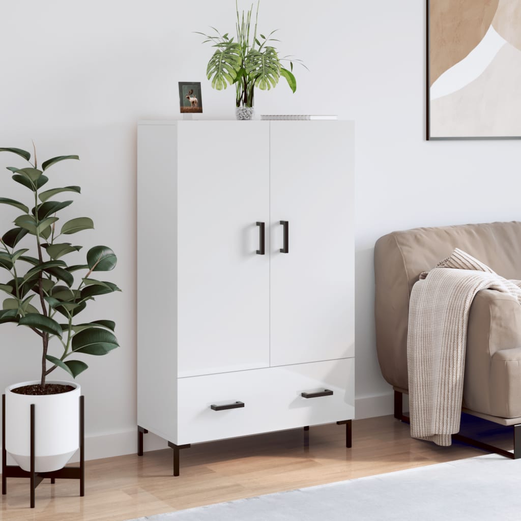 vidaXL Vysoká skrinka lesklá biela 69,5x31x115 cm kompozitné drevo