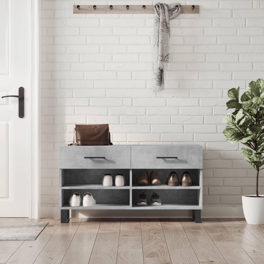 vidaXL Lavička na topánky, betónovo sivá 102x35x55cm, kompozitné drevo