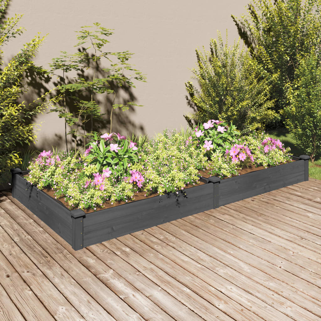 vidaXL Vyvýšený záhon s vložkou, sivý 240x120x25 cm, jedľový masív