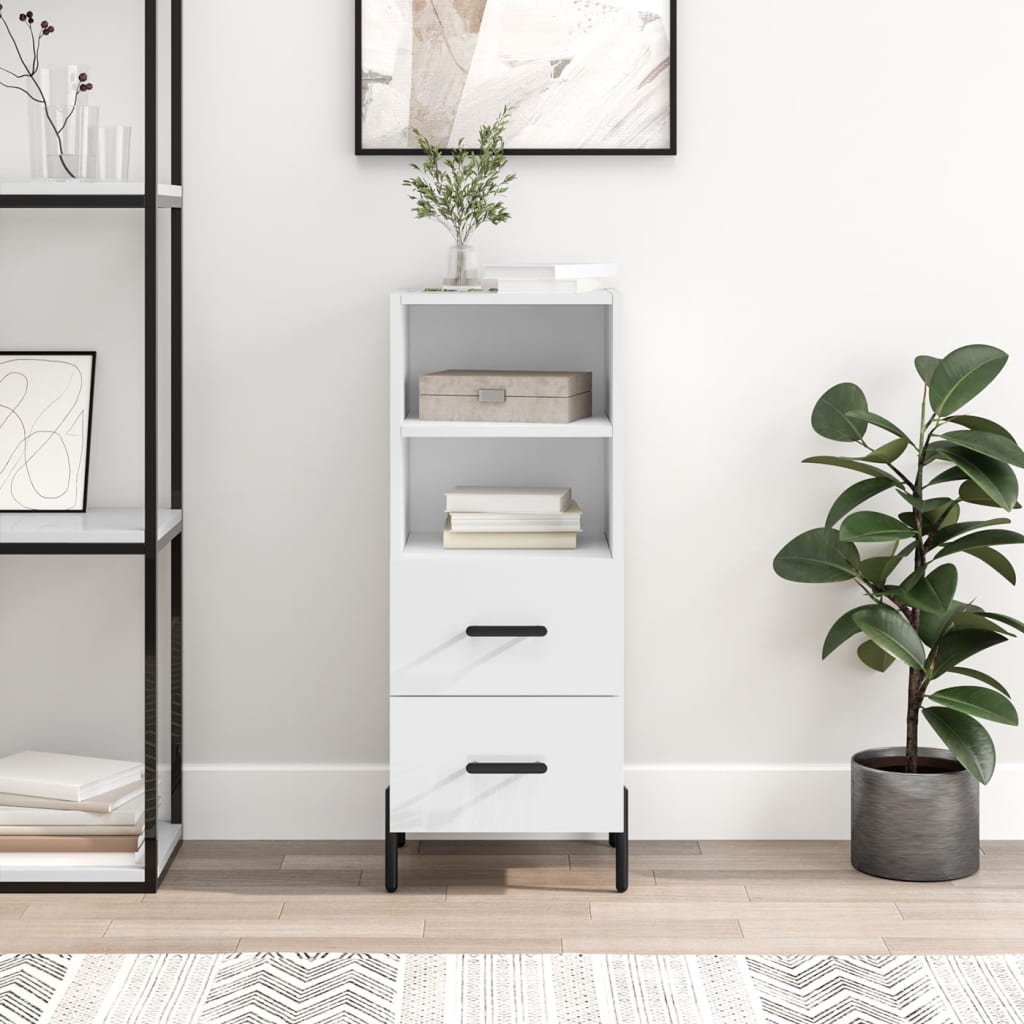 vidaXL Komoda lesklá biela 34,5x34x90 cm spracované drevo