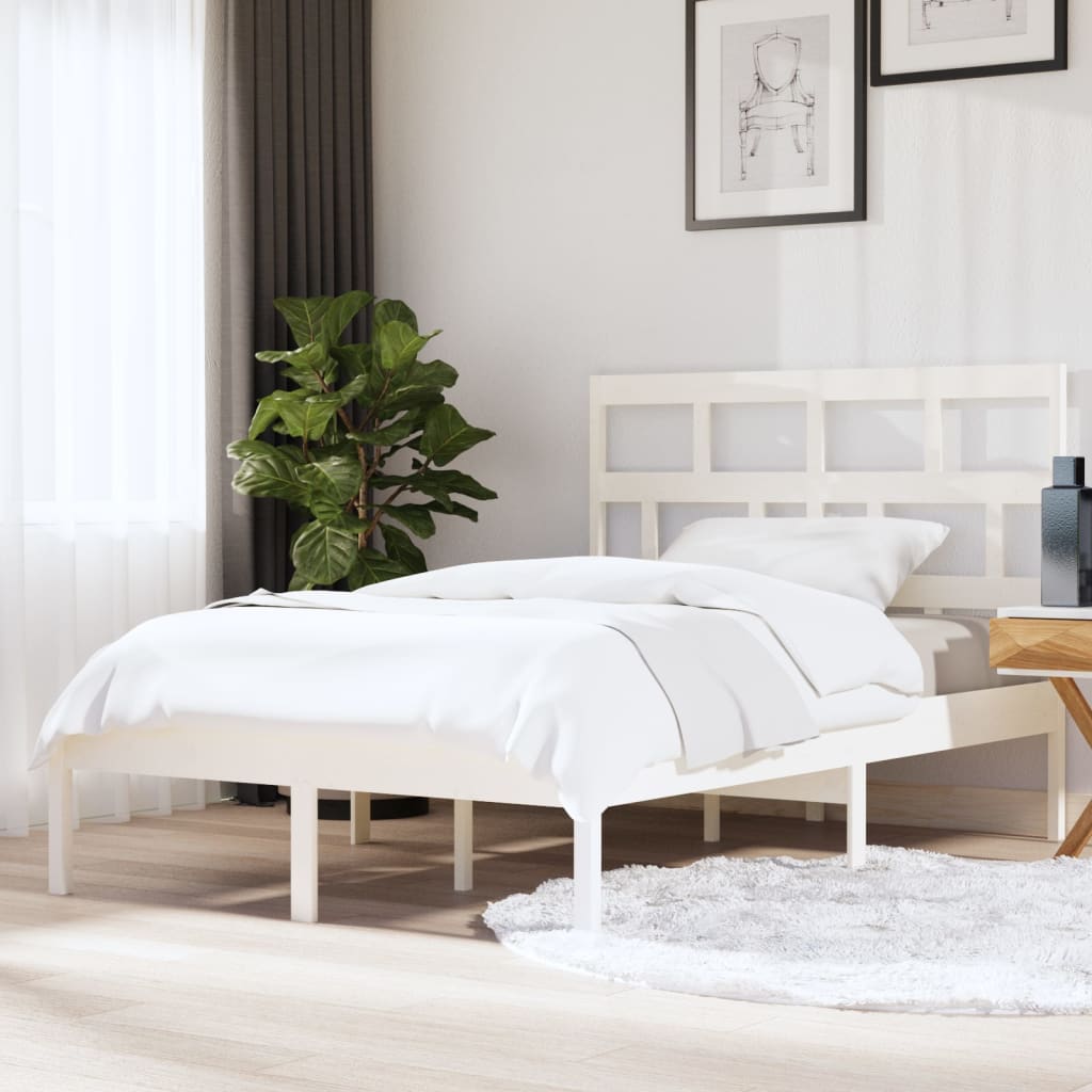 vidaXL Posteľný rám biely masívne drevo 150x200 cm 5FT King Size
