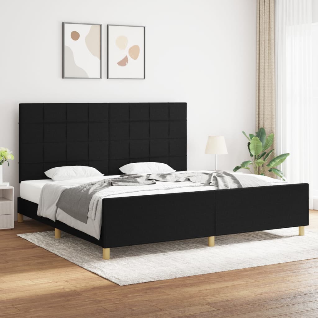 vidaXL Posteľný rám s čelom čierny 200x200 cm látka