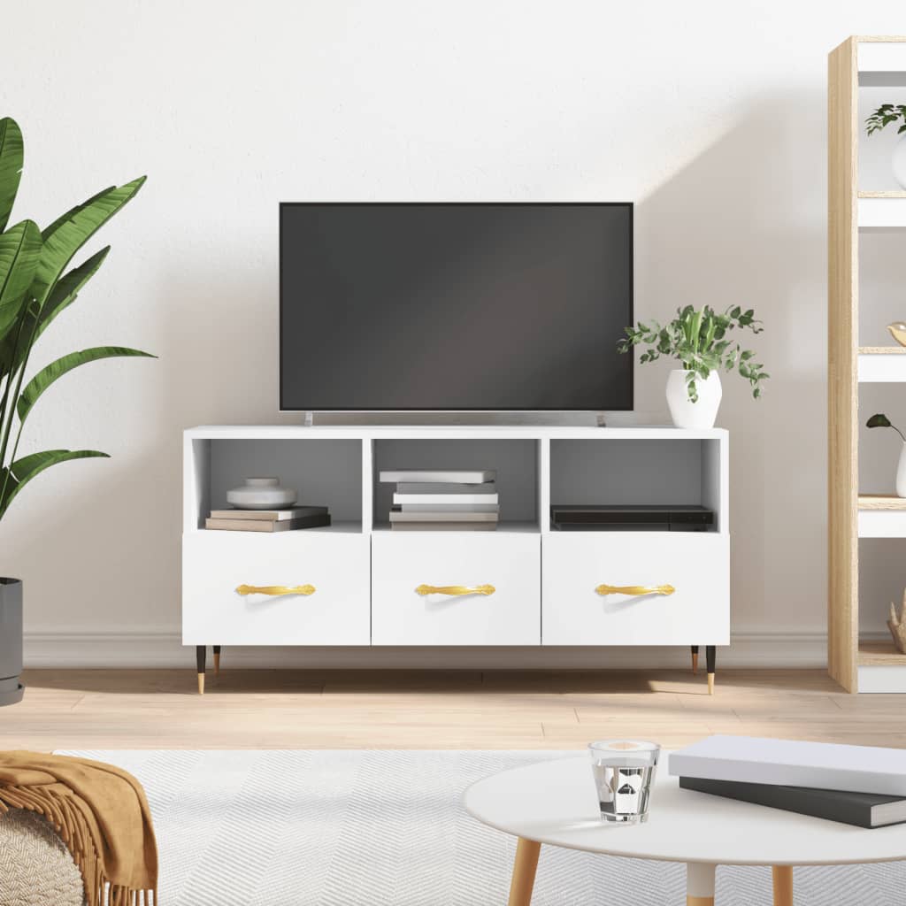 vidaXL TV stolík biely 102x36x50 cm kompozitné drevo