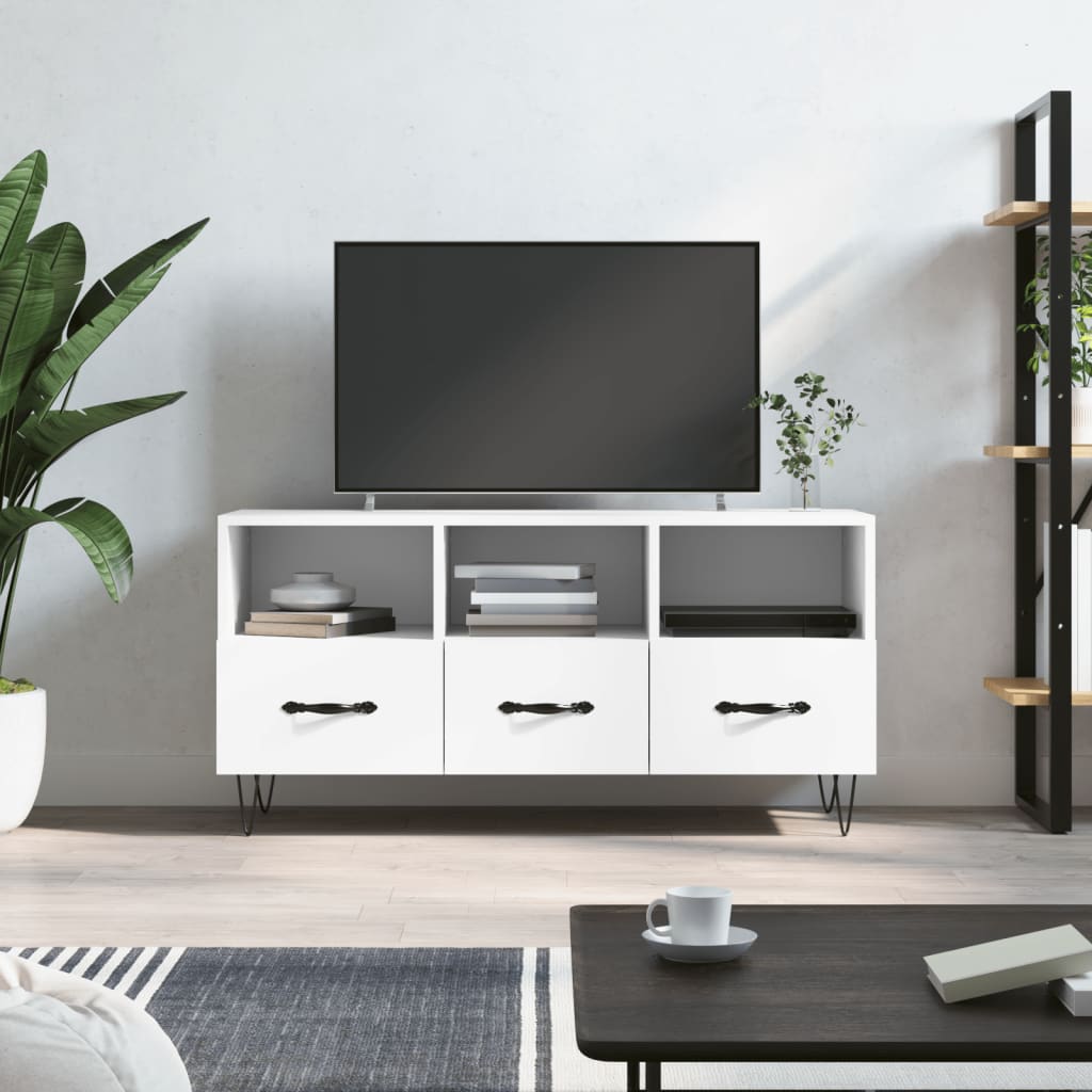 vidaXL TV stolík biely 102x36x50 cm kompozitné drevo