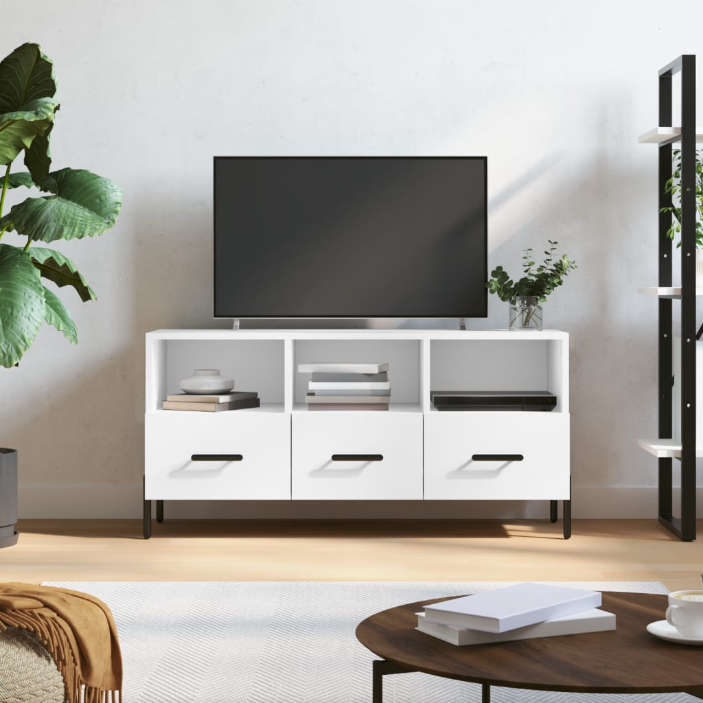 vidaXL TV stolík biely 102x36x50 cm kompozitné drevo