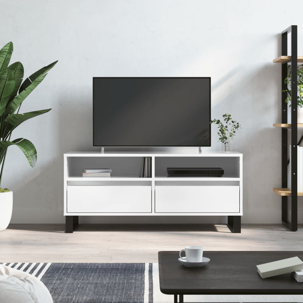 vidaXL TV skrinka lesklá biela 100x34,5x44,5 cm kompozitné drevo