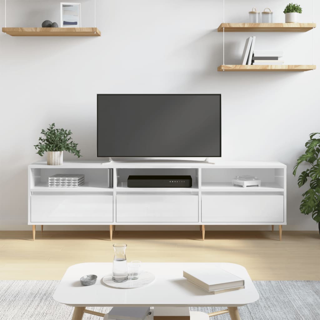 vidaXL TV skrinka lesklá biela 150x30x44,5 cm kompozitné drevo